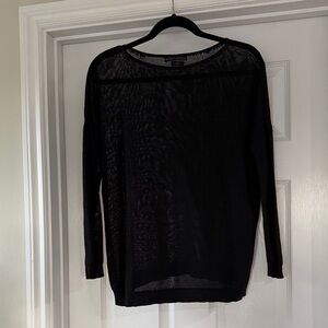Alice + Olivia Black Sheer Crew Neck Sweater